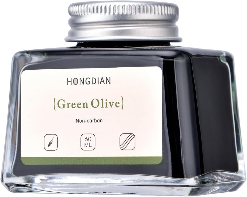 Asvine Hongdian Fountain Pen Bottled Ink Green Oliver Color, 60ml Non Carbon Inkwell Bottle, Artist Calligraphy Ink - Image 5